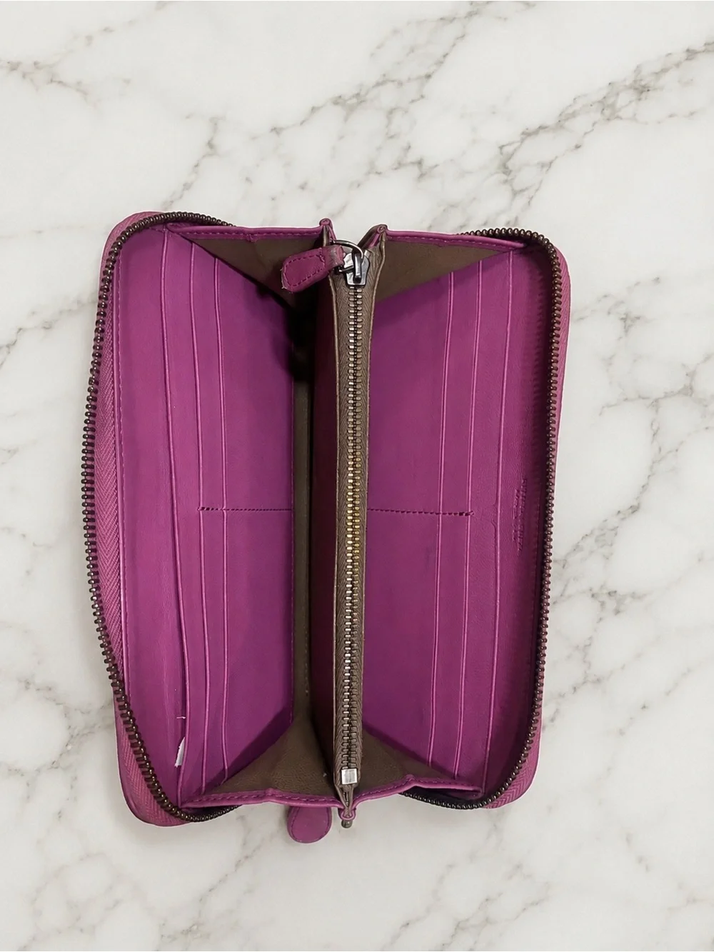 Hard to find Woven Leather Zip Wallet in Deep Plum with snake skin accent